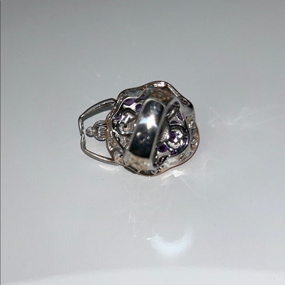 Genuine Amethyst Matte Sterling Rose Gold Accent Ballet Dancer Designer Ring - Picture 6 of 8